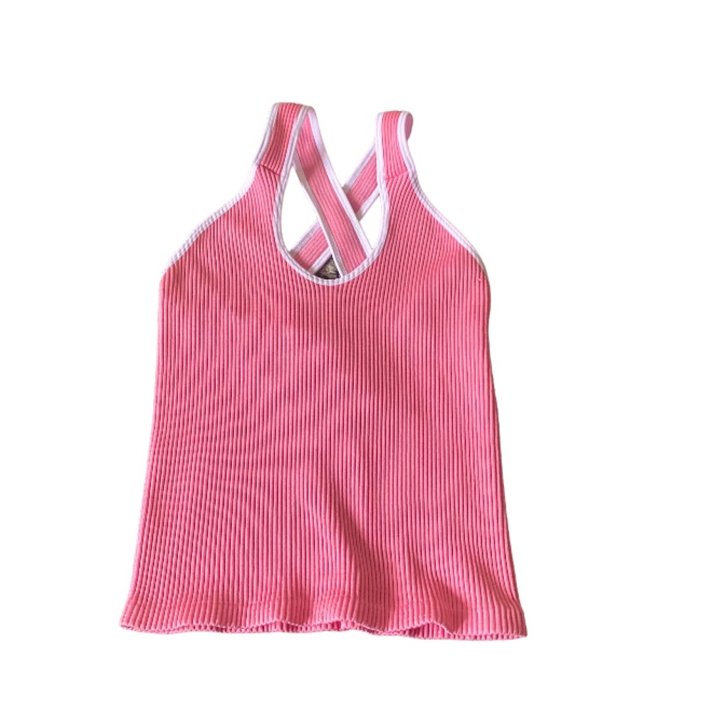 Moral Society Pink Ribbed Tank Top